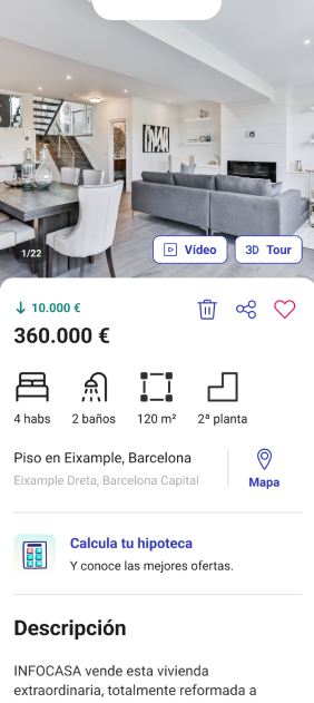 Fotocasa App - detalle de un anuncio