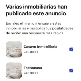 Pantalla de contacto con duplicados en la App de Fotocasa